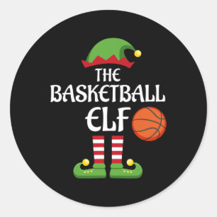 Basketball Elf Family Matching Group Christmas Spo Classic Round Sticker