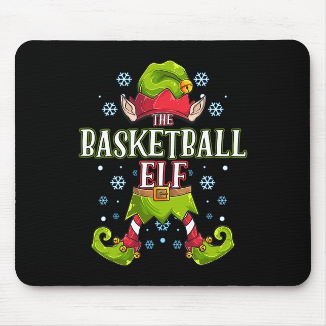 Basketball Elf Matching Family Group Christmas Par Mouse Pad (Front)