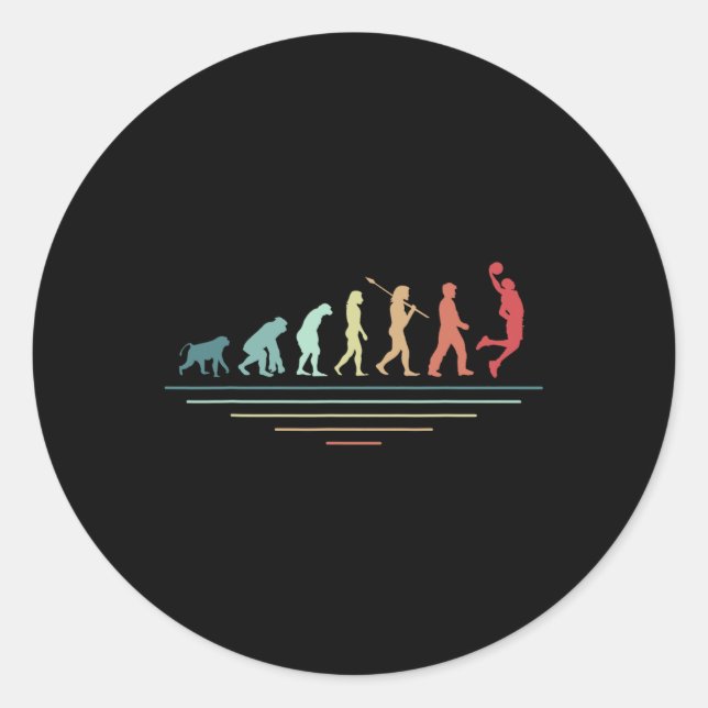 Basketball Evolution Basketball Player Coach Hoop  Classic Round Sticker (Front)