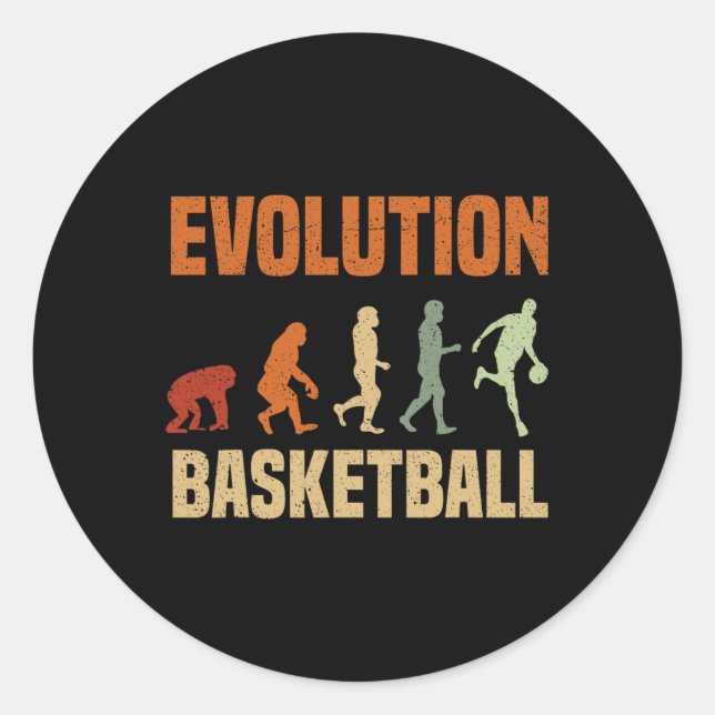 Basketball Evolution From Monkey To Men BBall Love Classic Round Sticker (Front)