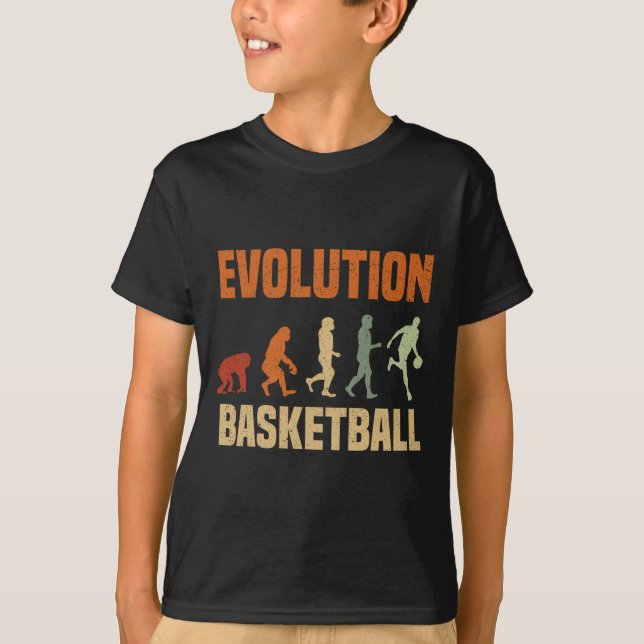 Basketball Evolution From Monkey To Men Bball Love T-Shirt (Front)