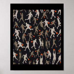 Basketball Fabric Black Patterns Poster