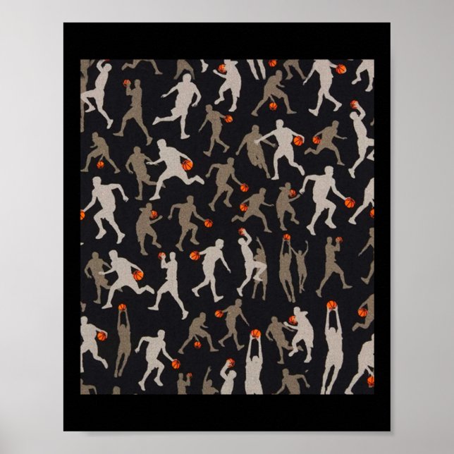 Basketball Fabric Black Patterns  Poster (Front)