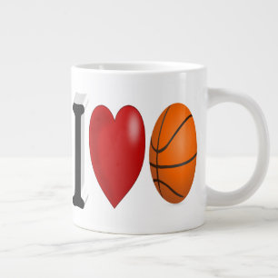 Basketball Fan half text Giant Coffee Mug
