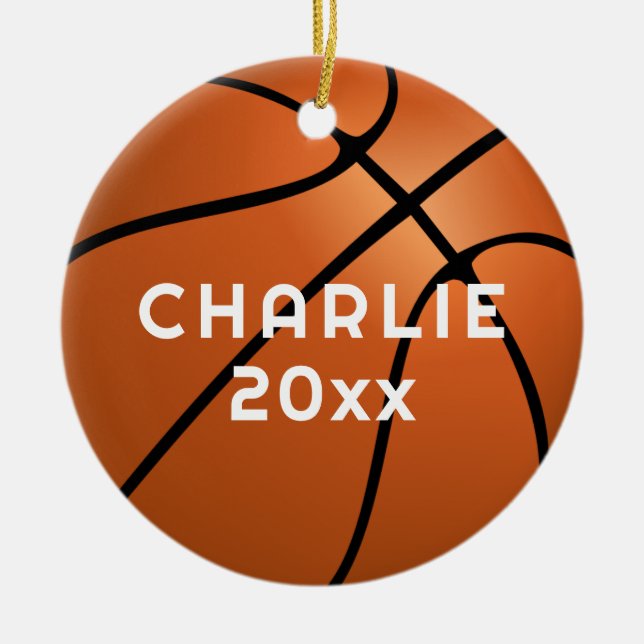 Basketball Fan Name Christmas Ceramic Tree Decoration (Front)