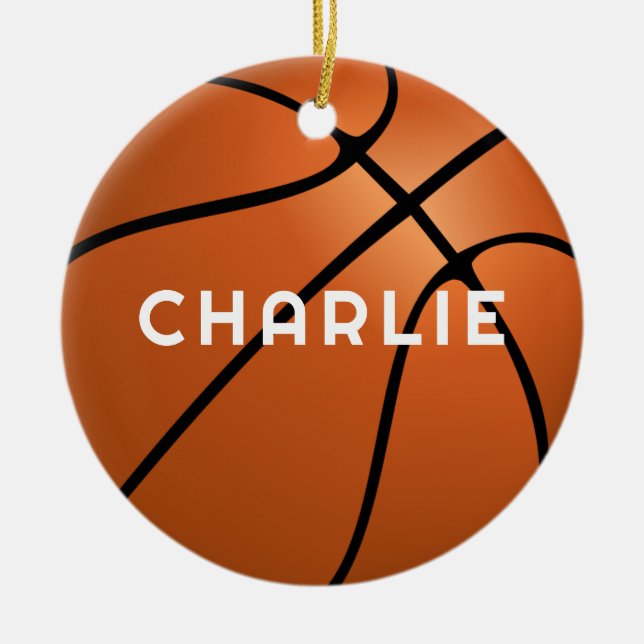 Basketball Fan Name Christmas Ceramic Tree Decoration (Front)