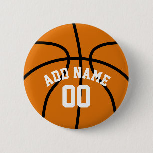 Basketball Fan with Custom Name Number 6 Cm Round Badge