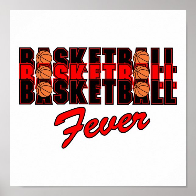 basketball fever red and black design poster (Front)