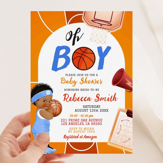 Basketball Fields Oh Boy Baby Shower Themed Invitation (Creator Uploaded)