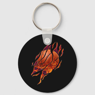 Basketball Fire and Scratches Bball Player Sport B Key Ring