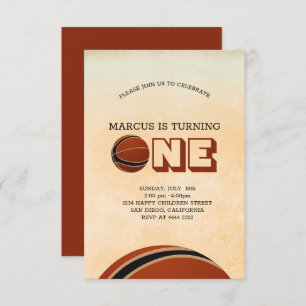 Basketball First Birthday Invitation