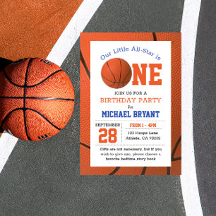 Basketball First Birthday Invitation