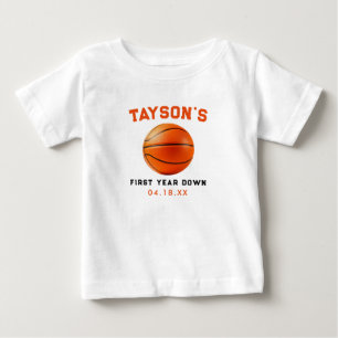 Basketball First Year Down 1st Birthday Baby T-Shirt