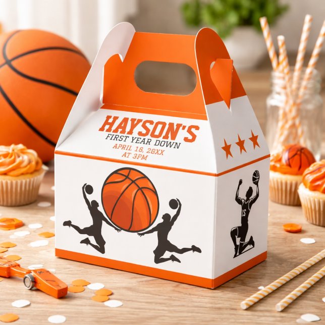 Basketball First Year Down 1st Birthday Favour Box (Basketball First Year Down 1st Birthday Favor Boxes)