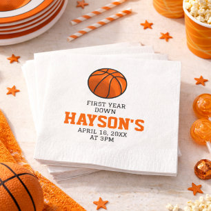 Basketball First Year Down 1st Birthday Napkin