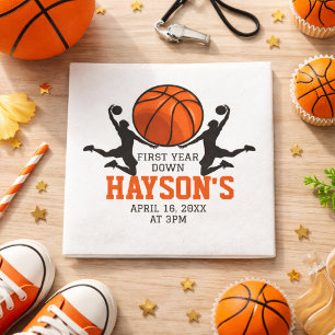 Basketball First Year Down 1st Birthday Napkin