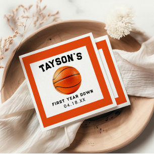 Basketball First Year Down 1st Birthday Napkin