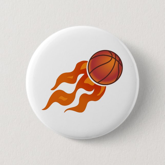 Basketball flames 6 cm round badge (Front)