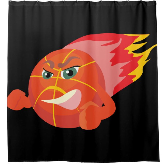 BASKETBALL FLAMES SHOWER CURTAIN (Front)