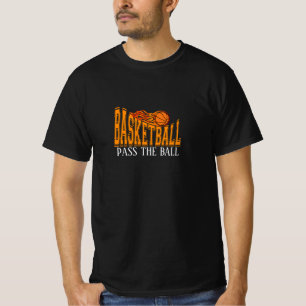 Basketball– Flaming Ball Typography T-Shirt