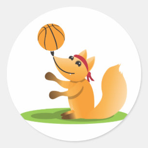 Basketball fox classic round sticker