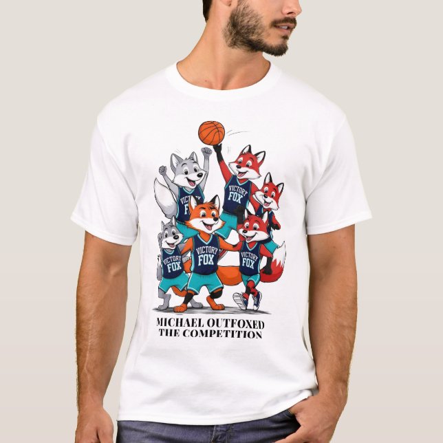 Basketball Fox Outfoxed Competition Mens Cartoon T-Shirt (Front)