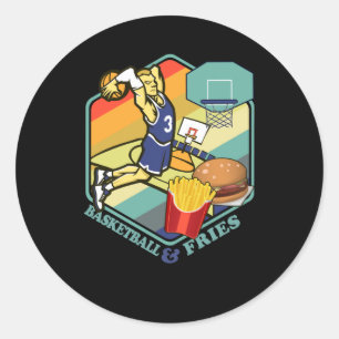 Basketball Fries Fastfood Burger Basketballer  Classic Round Sticker