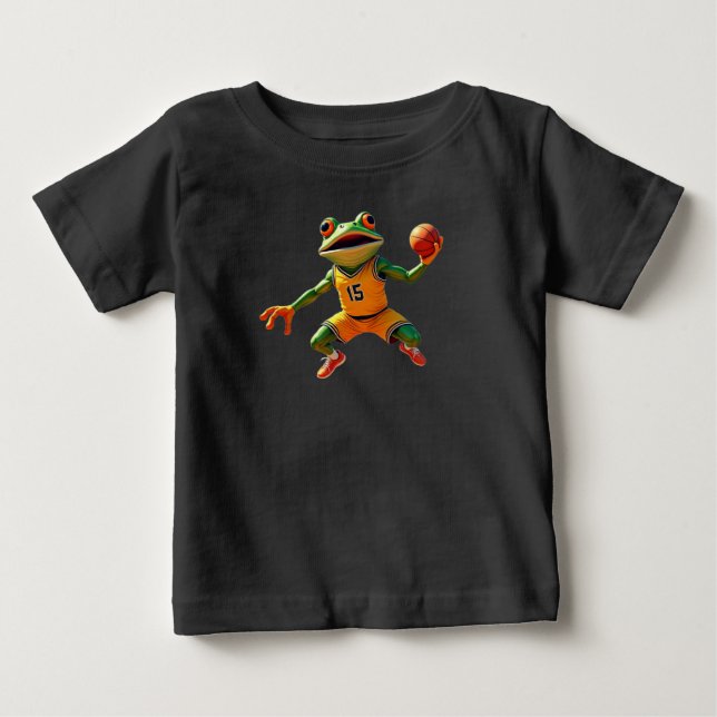 Basketball Frog baby black shirt (Front)