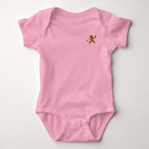 Basketball Frog baby pink bodysuit front and back