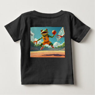 Basketball Frog full scene baby black shirt back
