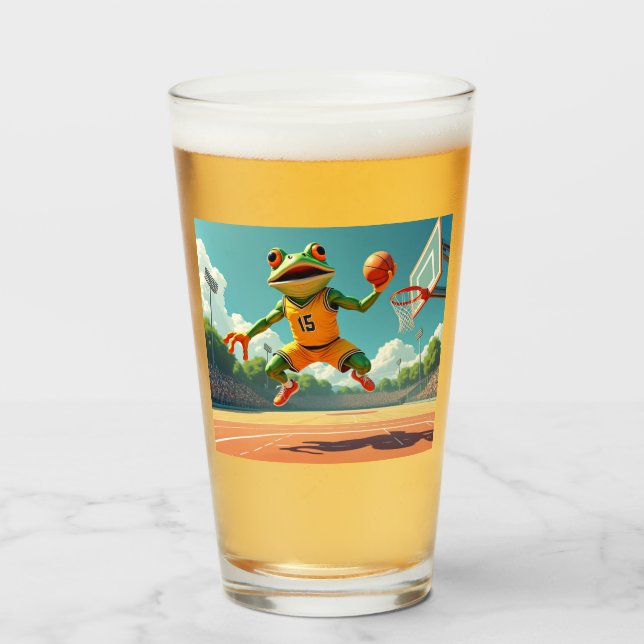 Basketball Frog glass tumbler (Front Filled)