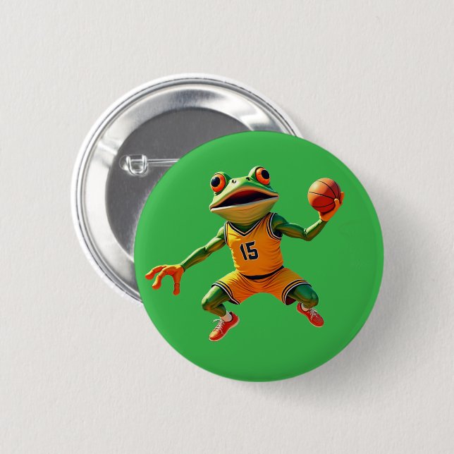 Basketball Frog green button (Front & Back)