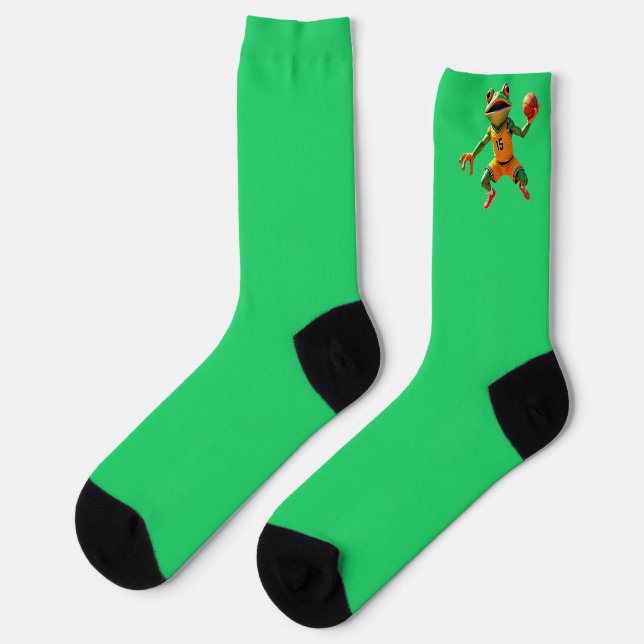 Basketball Frog green premium socks (Left)