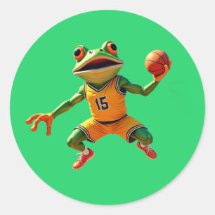 Basketball Frog large round green stickers