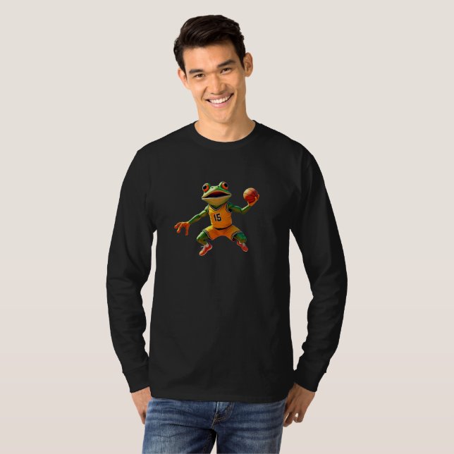 Basketball Frog men black long sleeve T-shirt (Front Full)