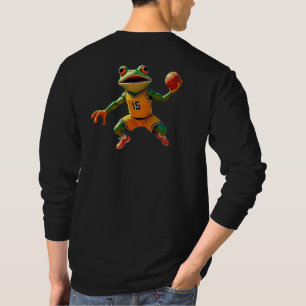 Basketball Frog men black long sleeve T-shirt back