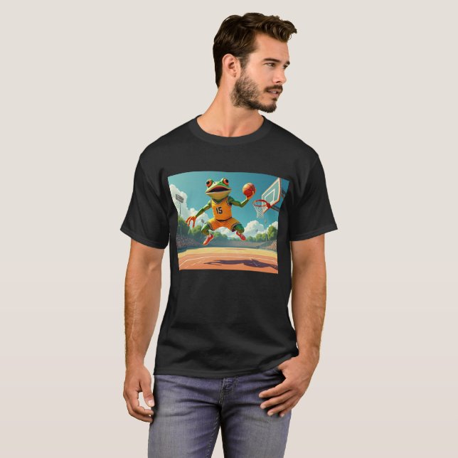 Basketball Frog men black T-shirt (Front Full)