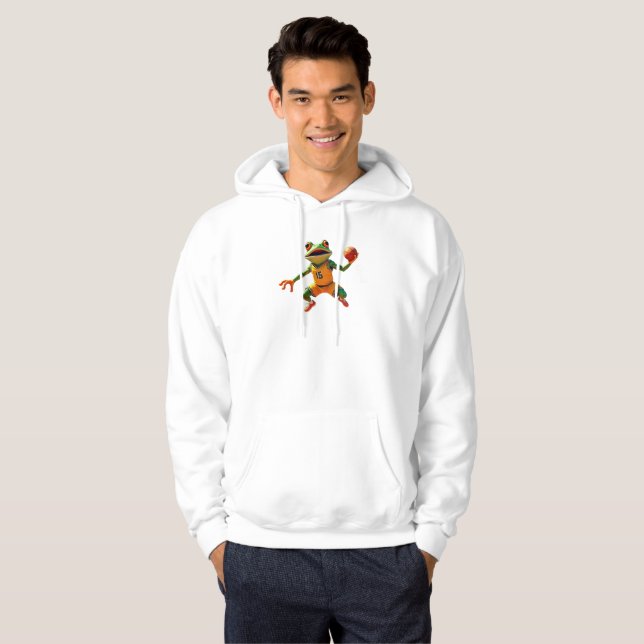 Basketball Frog men white hooded sweatshirt (Front Full)