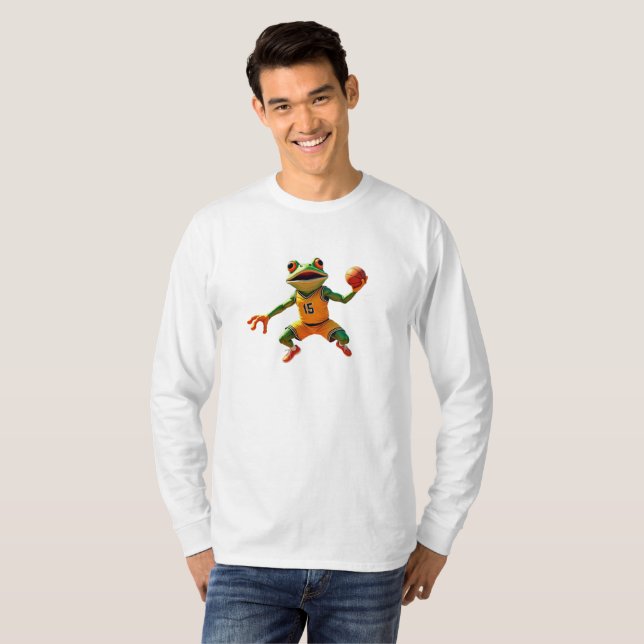Basketball Frog men white long sleeve T-shirt (Front Full)