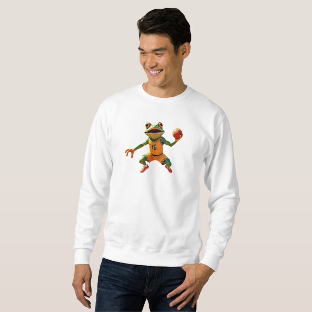 Basketball Frog men white sweatshirt (Front Full)