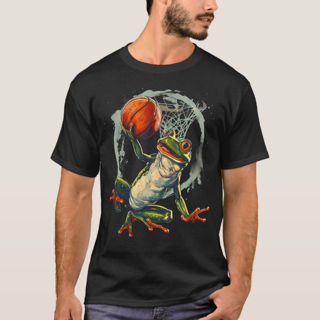 Basketball Frog Toad Slam Dunk Artwork Basketball  T-Shirt (Front)