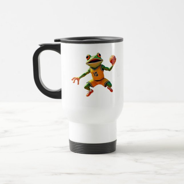 Basketball Frog travel mug two sided (Left)