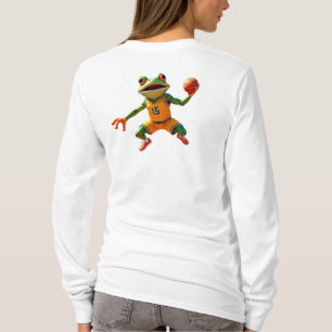 Basketball Frog women white long sleeve shirt back
