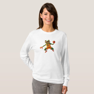 Basketball Frog women white long sleeve T-shirt