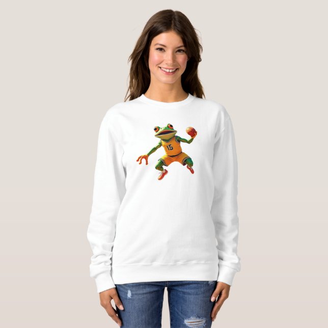 Basketball Frog women white sweatshirt (Front Full)