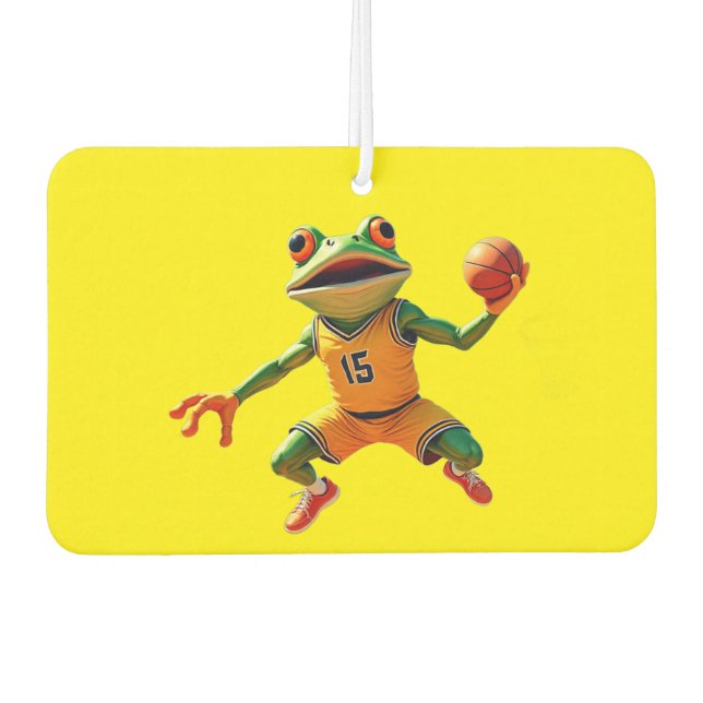 Basketball Frog yellow car air freshener (Front)