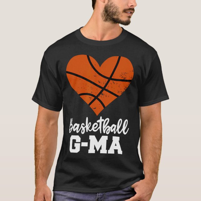 Basketball G-Ma Funny Basketball Heart Grandma Gee T-Shirt (Front)