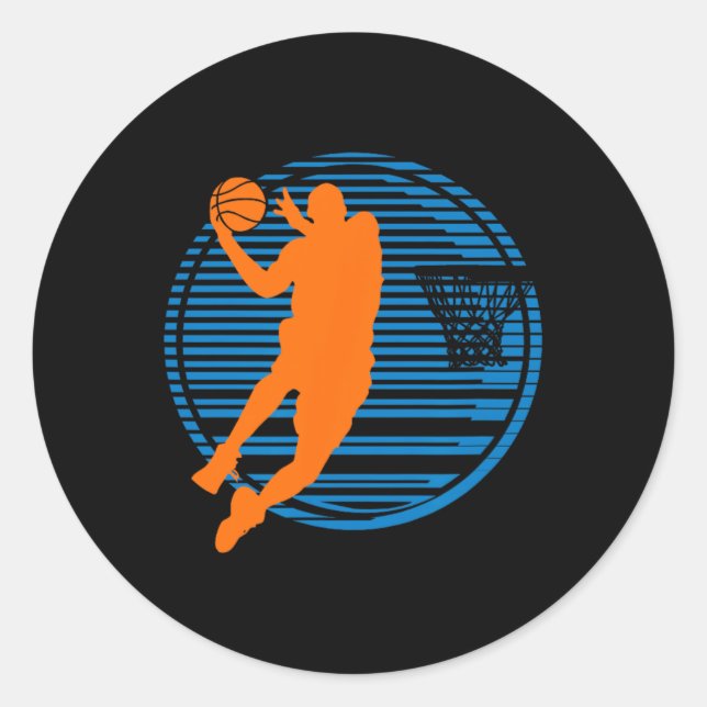 Basketball Game Dunk Player Court Sport Ball Team  Classic Round Sticker (Front)