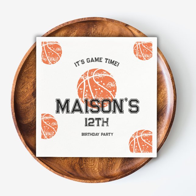 Basketball Game Monogram Birthday Party  Napkin (Creator Uploaded)