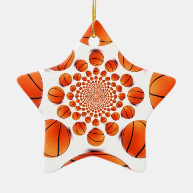 Basketball Game of Champions: Court Vision Kaleida Ceramic Tree Decoration (Front)